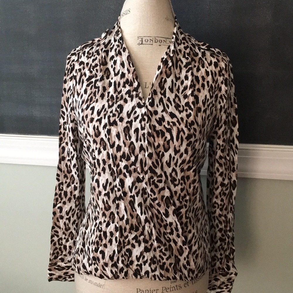 White House Black Market Animal Print Top 4